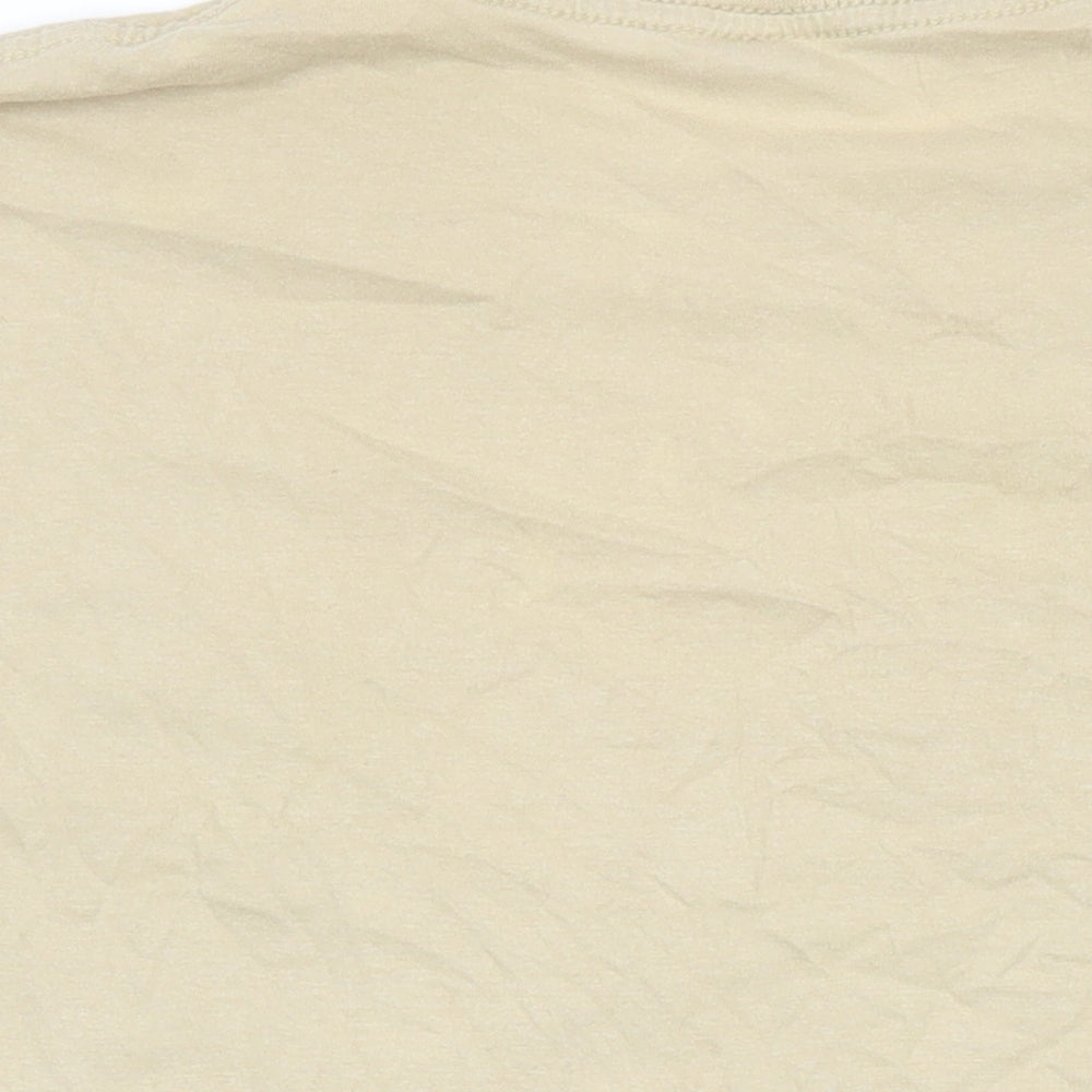 Shok Womens Beige 100% Cotton Basic T-Shirt Size L Round Neck