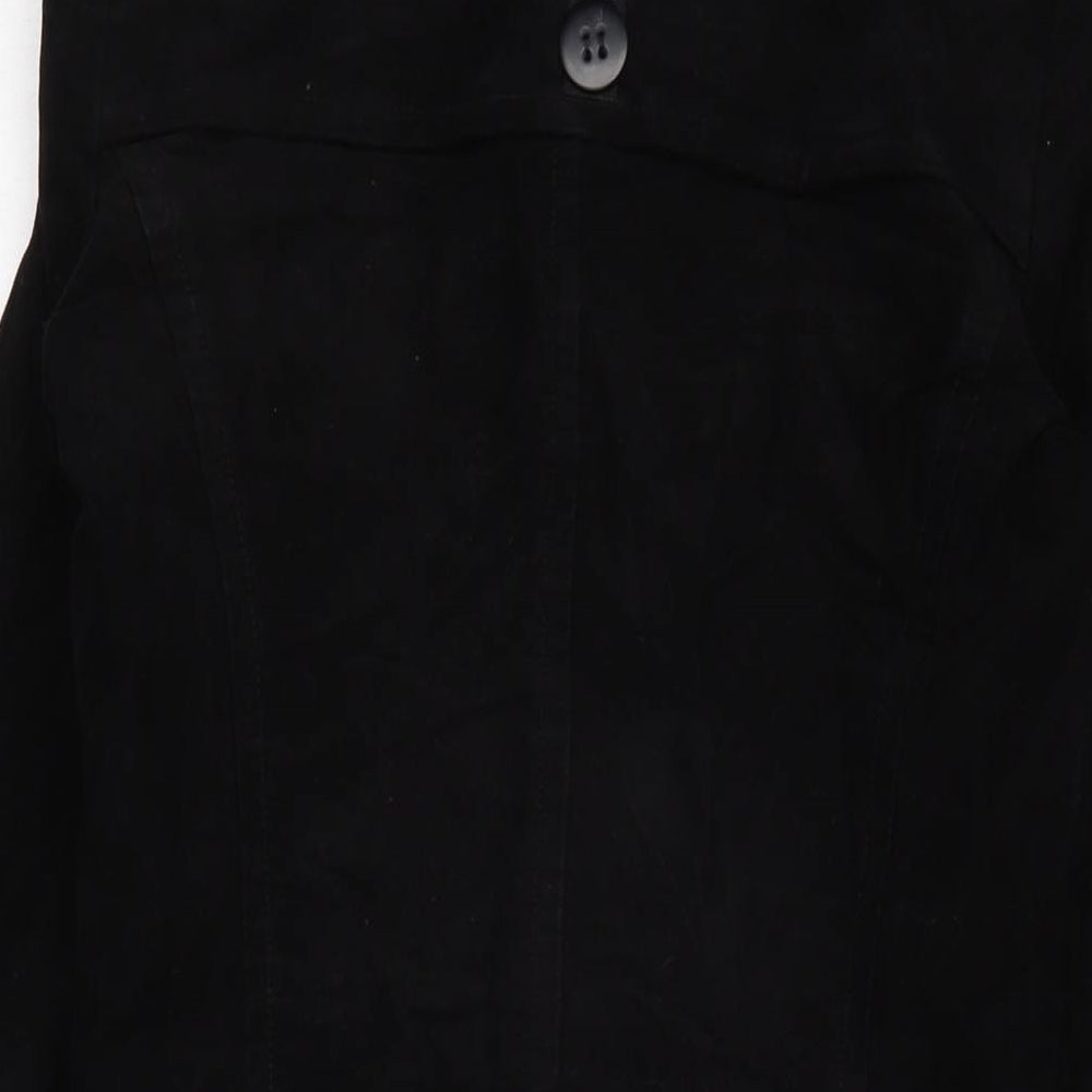 Warehouse Womens Black Military Jacket Coat Size 8 Button