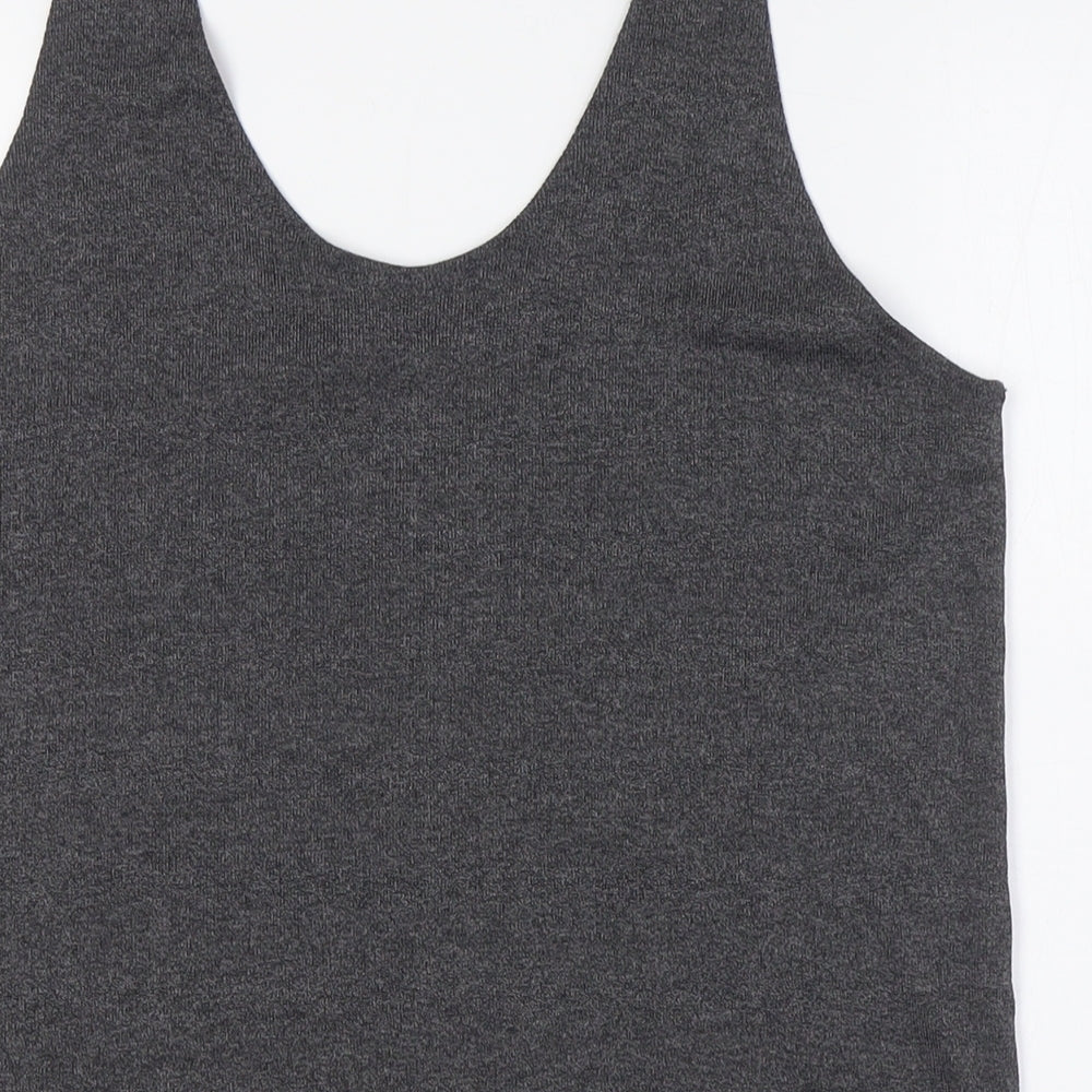 MNG Womens Grey Polyester Basic Button-Up Size XL Scoop Neck