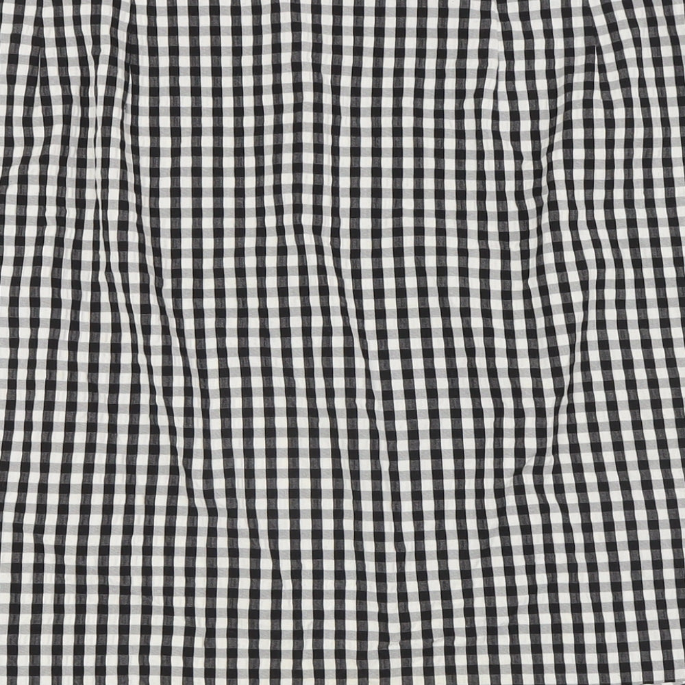 Marks & Spencer Womens Black Check Viscose A-Line Skirt Size 18 Zip - Ruffles