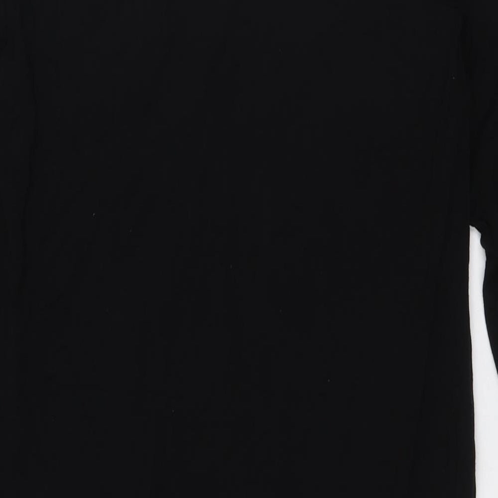 BHS Womens Black Polyester Tunic Button-Up Size 10 Round Neck