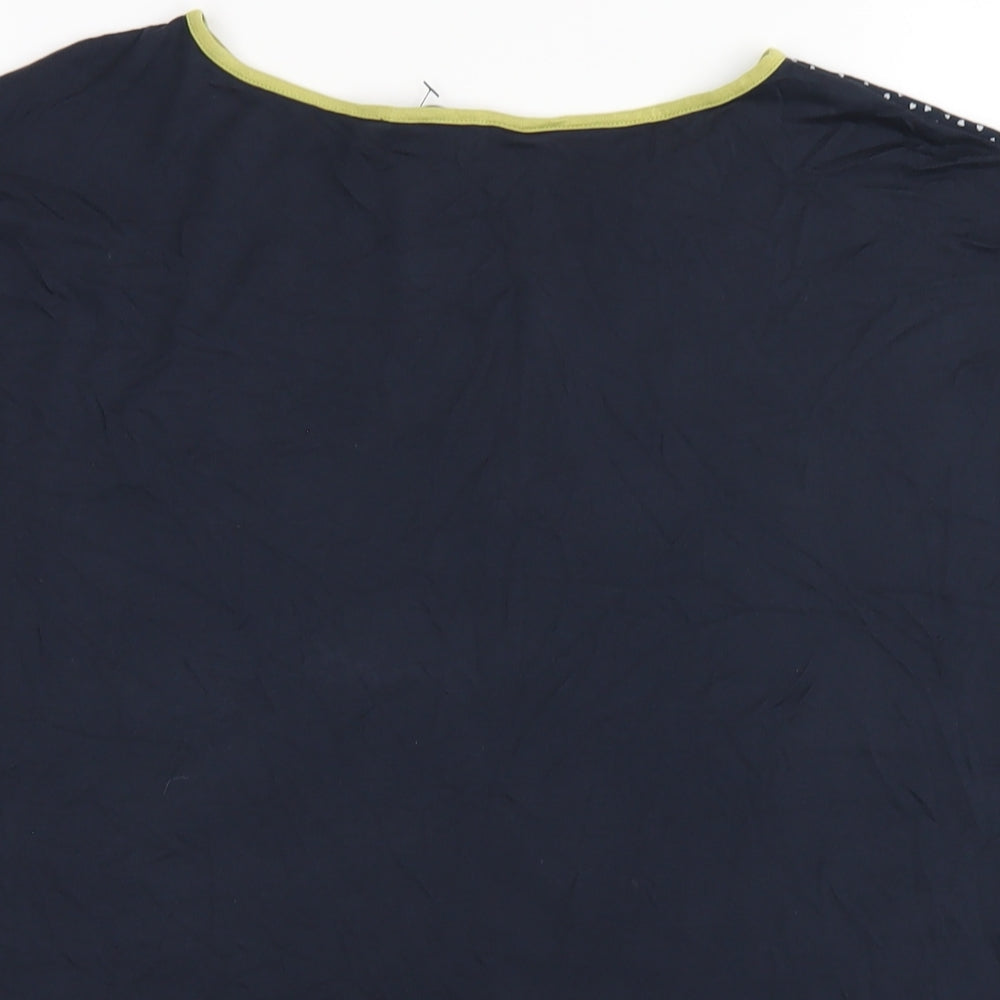 NEXT Womens Blue Geometric Polyester Basic T-Shirt Size 10 Round Neck