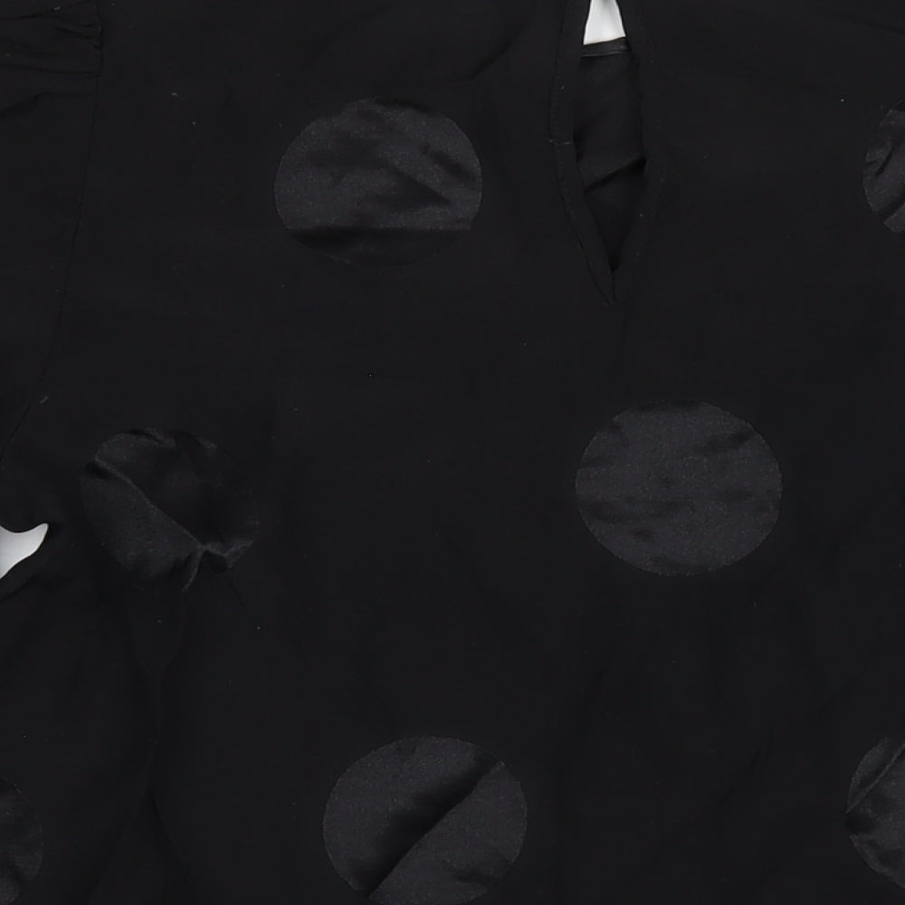 NEXT Womens Black Polka Dot Viscose Basic Blouse Size 14 Round Neck