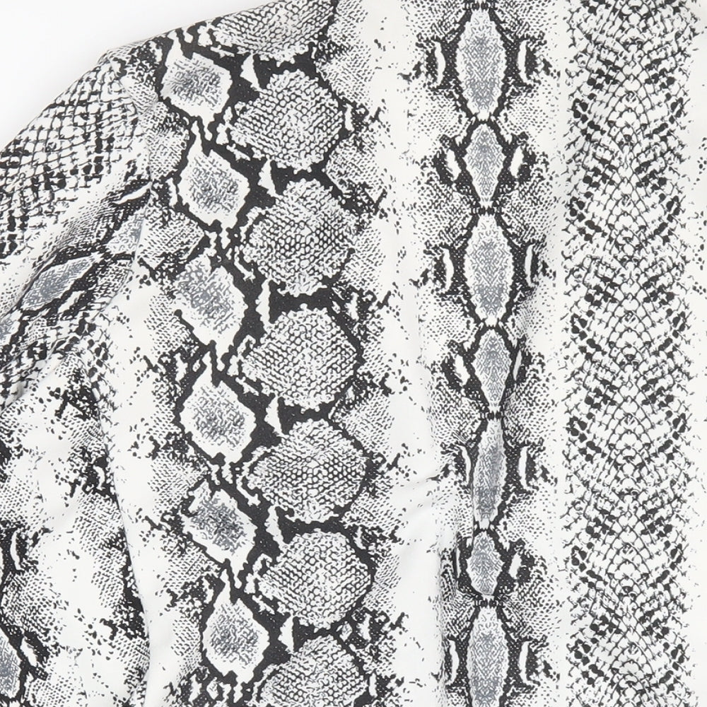 New Look Womens Grey Animal Print Jacket Blazer Size 14