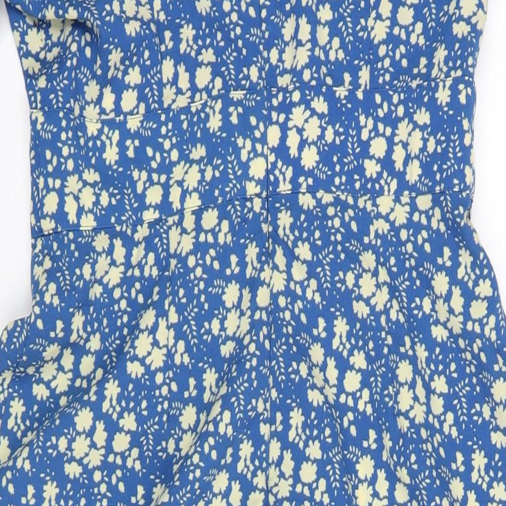 ASOS Womens Blue Polyester A-Line Size 12 Round Neck Zip