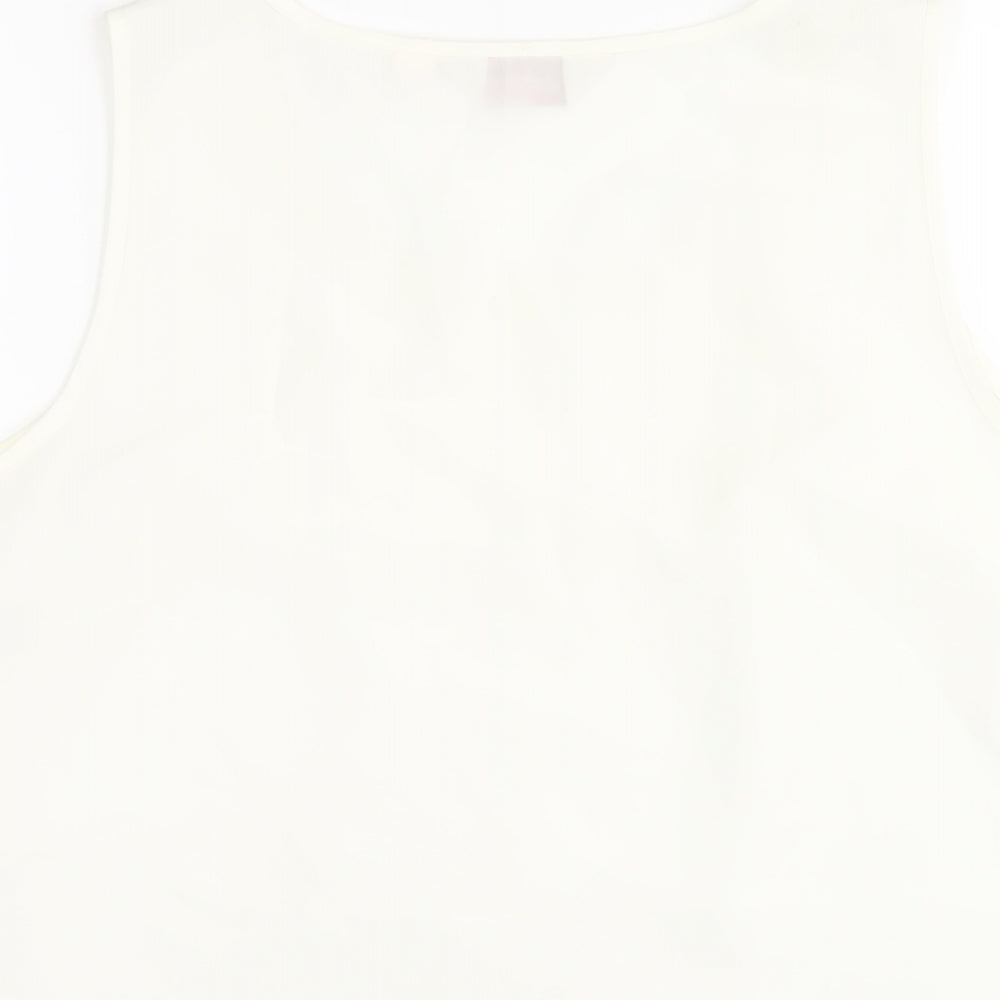 Kaleidoscope Womens Ivory Polyester Basic Tank Size 12 Scoop Neck