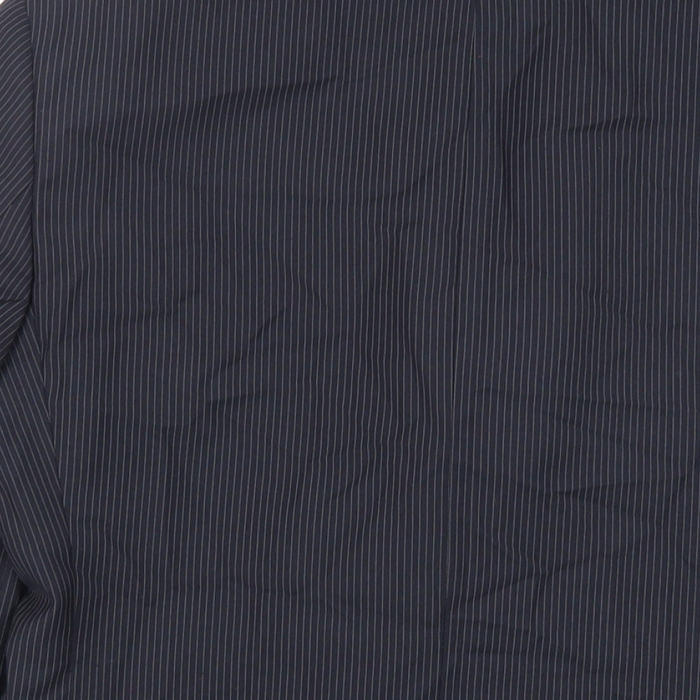 Greenwoods Mens Blue Striped Polyester Jacket Suit Jacket Size 36 Regular