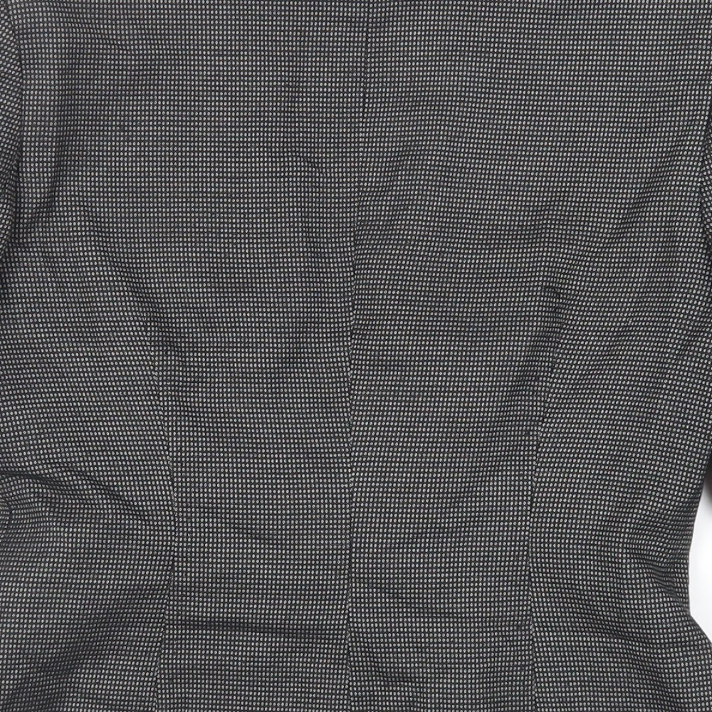 NEXT Womens Black Geometric Jacket Blazer Size 6 Button