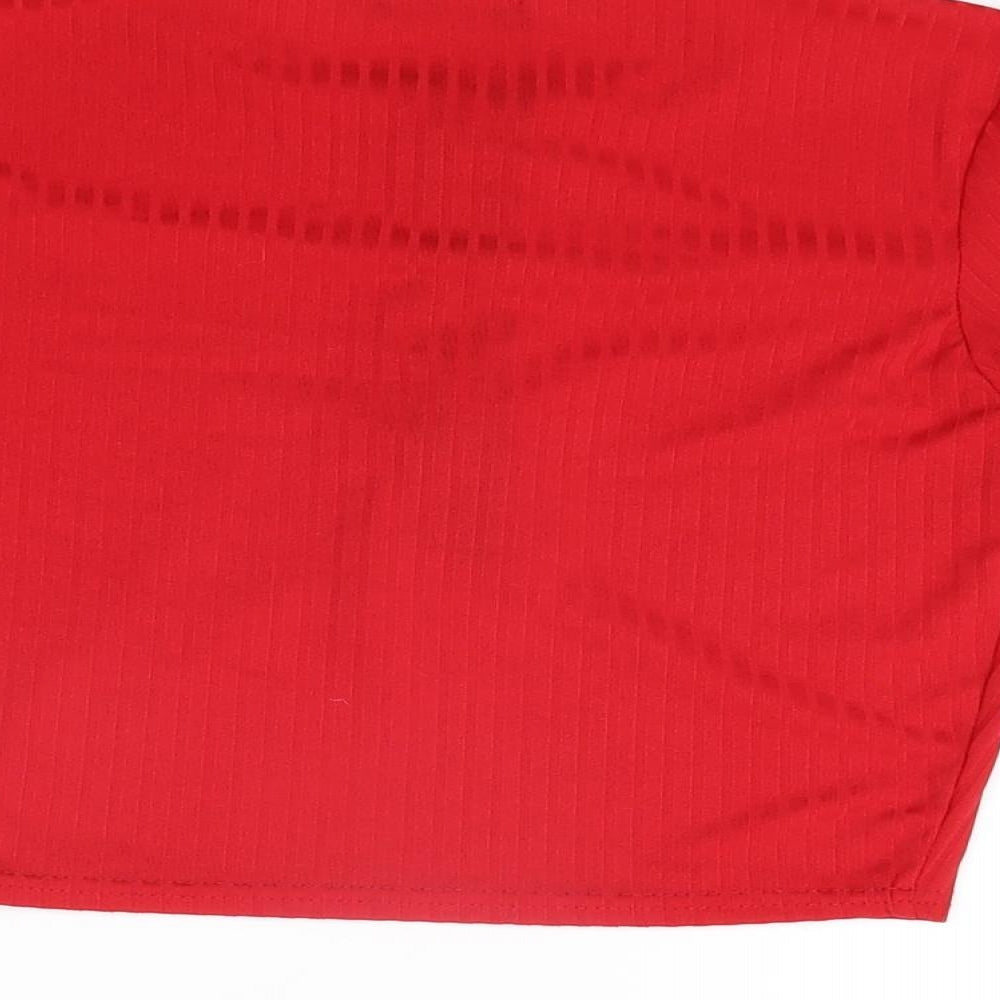 PRETTYLITTLETHING Womens Red Polyester Basic T-Shirt Size 12 Round Neck