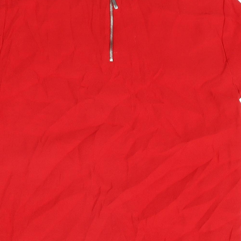 Marks & Spencer Womens Red Viscose Basic T-Shirt Size 12 Round Neck