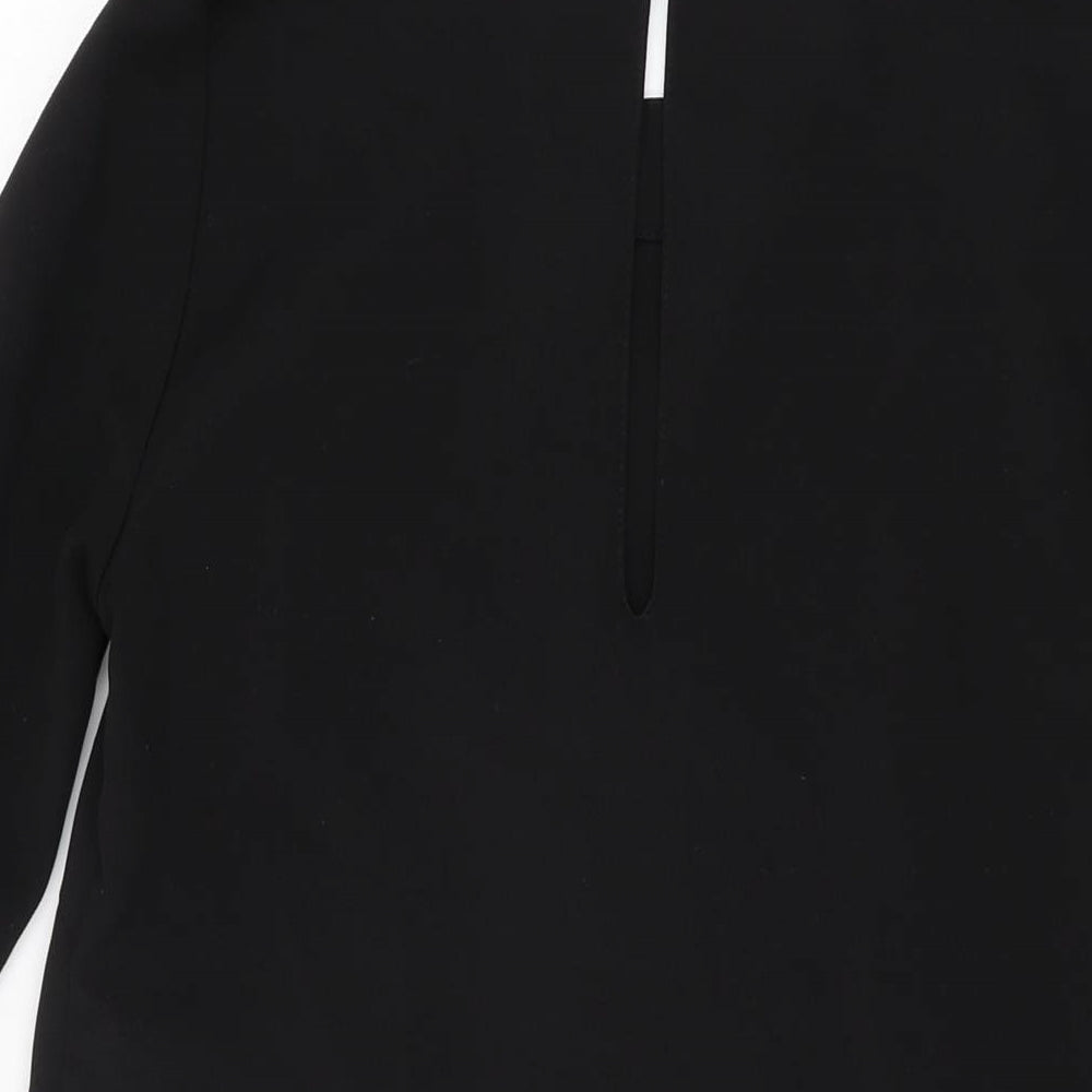 H&M Womens Black Polyester Shift Size 6 Round Neck Button