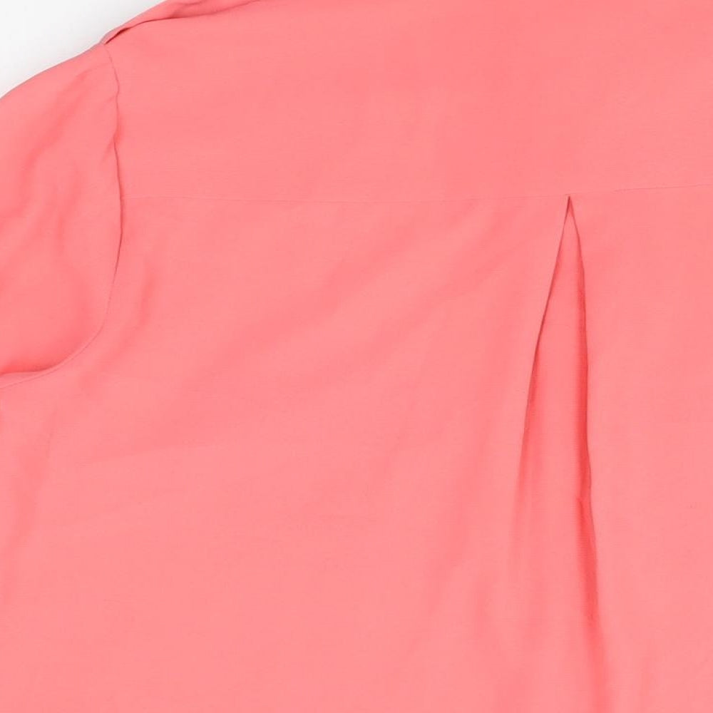 Internacionale Womens Pink Polyester Basic Button-Up Size 8 Collared