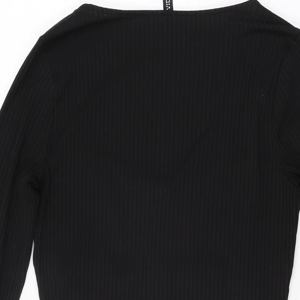 H&M Womens Black Polyester Bodycon Size M Sweetheart Pullover