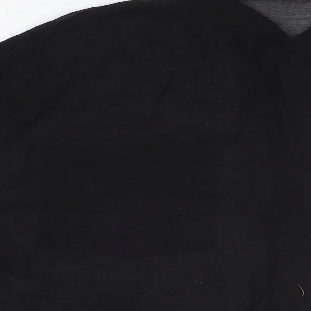 Autograph Womens Black Cotton Basic Button-Up Size 14 Collared