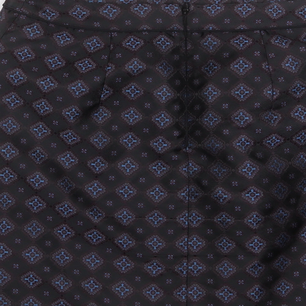 Warehouse Womens Multicoloured Argyle/Diamond Polyester A-Line Skirt Size 12 Zip