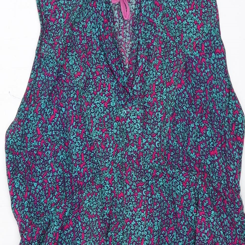 Izabel Womens Multicoloured Floral Viscose A-Line Size 14 V-Neck Tie