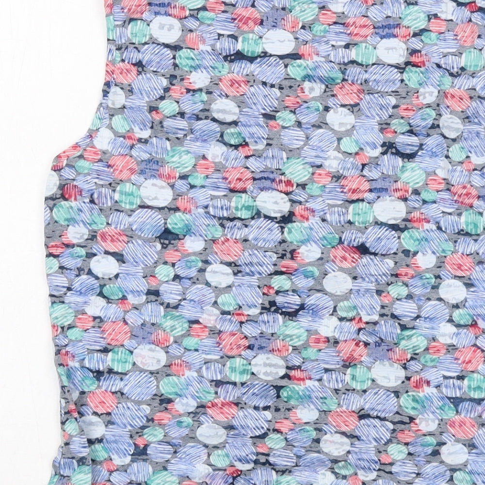 Per Una Womens Blue Geometric Cotton Basic Tank Size 12 Round Neck