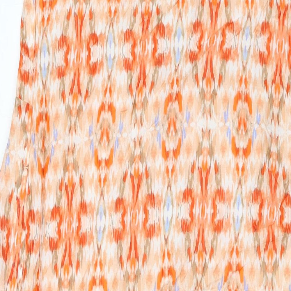 Marks & Spencer Womens Orange Geometric Modal A-Line Size 8 V-Neck Zip