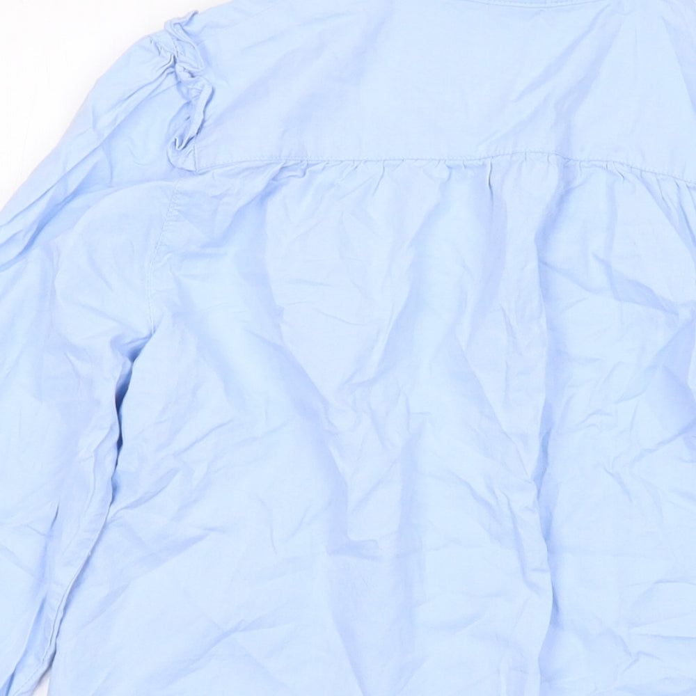 H&M Womens Blue Cotton Basic Button-Up Size 6 Collared