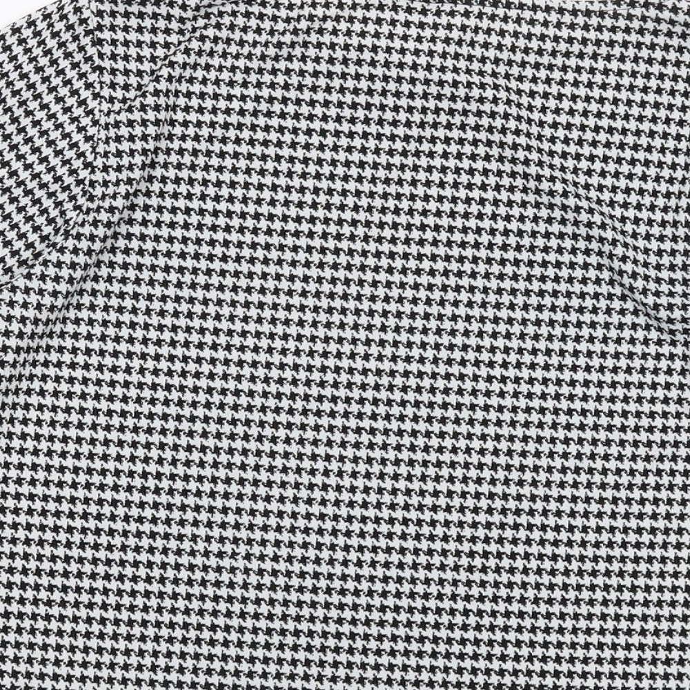 H&M Womens Black Geometric Polyester Basic T-Shirt Size S Round Neck