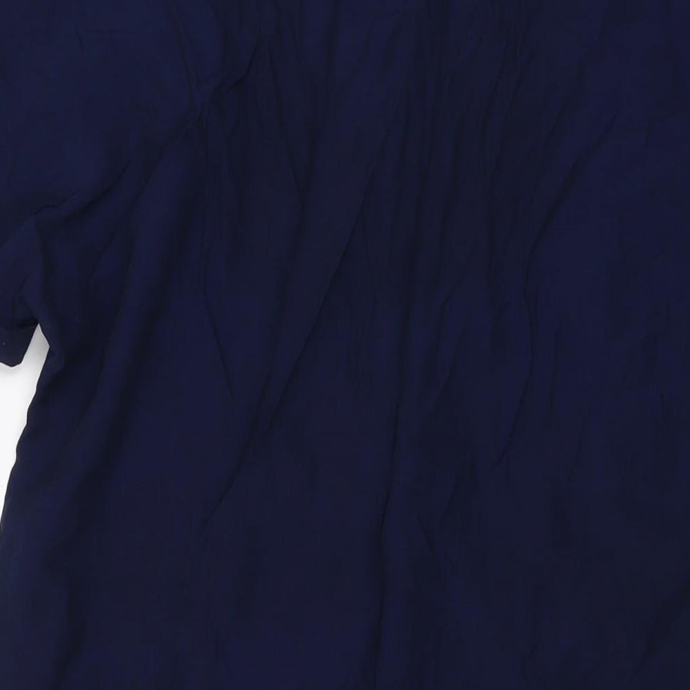 Marks & Spencer Womens Blue Viscose Basic Blouse Size 10 V-Neck