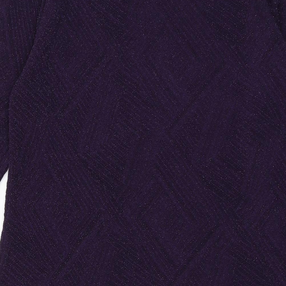 Wallis Womens Purple Polyester Basic Blouse Size S Round Neck