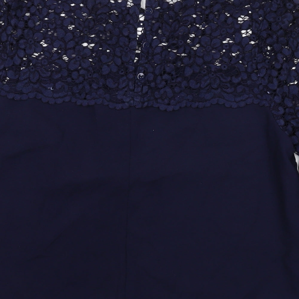 Phase Eight Womens Blue Polyester Basic Blouse Size 10 Round Neck