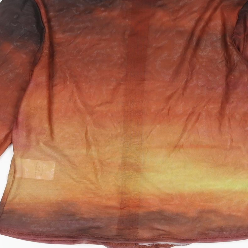Motel Womens Multicoloured Polyester Basic Button-Up Size XS Collared - Sunset Ombre Semi Sheer