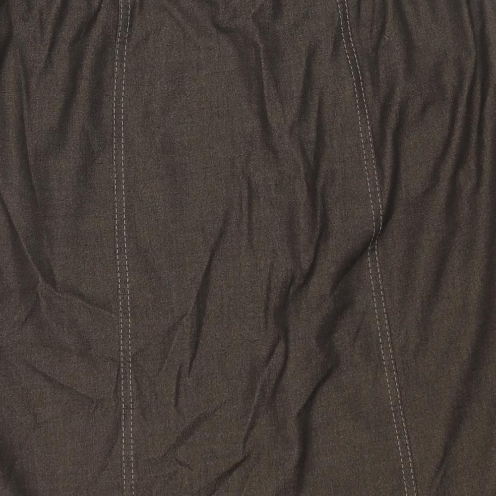Marks & Spencer Womens Brown Polyester A-Line Skirt Size 14 Zip