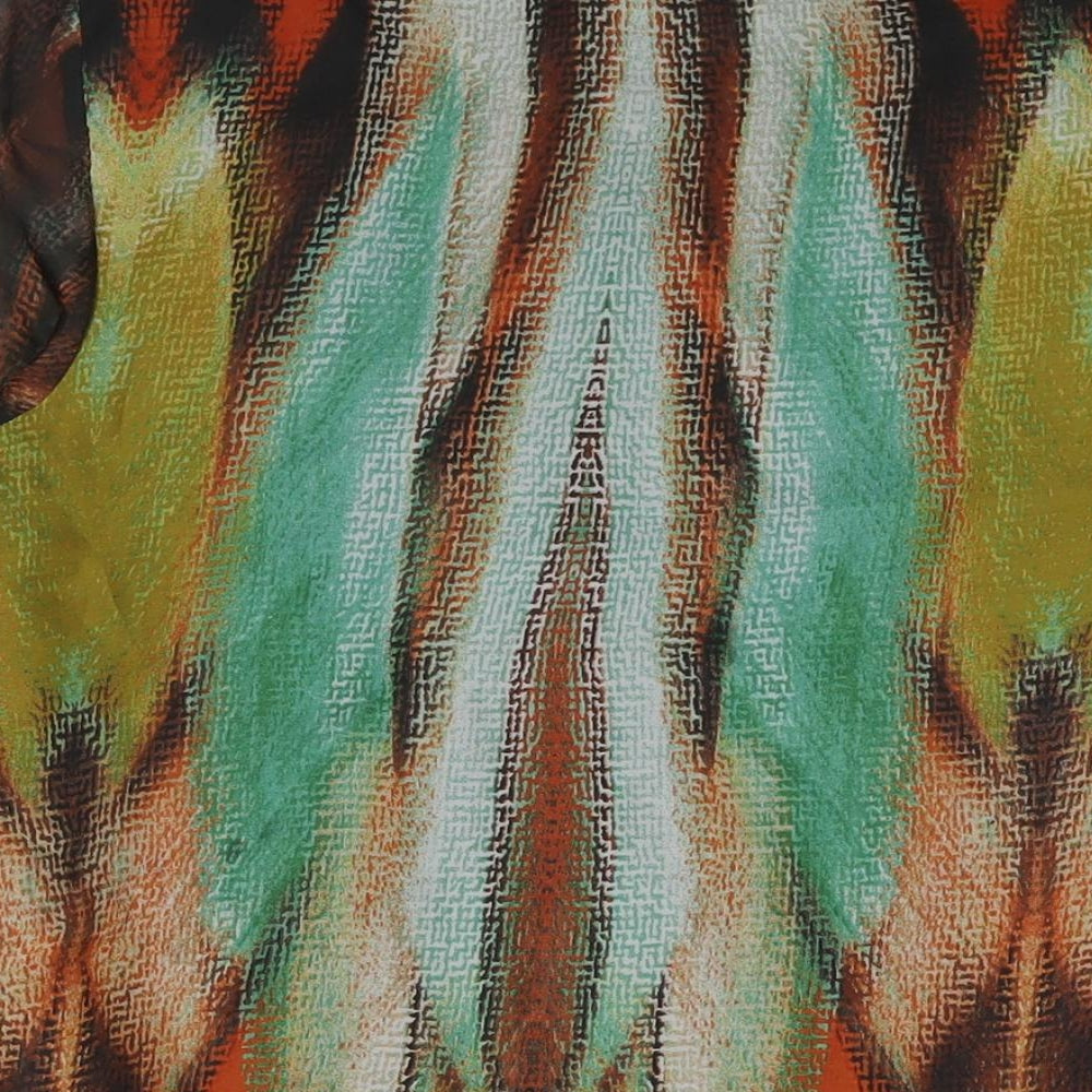 Per Una Womens Multicoloured Geometric Polyester Basic Blouse Size 12 Round Neck - Waterfall Frill