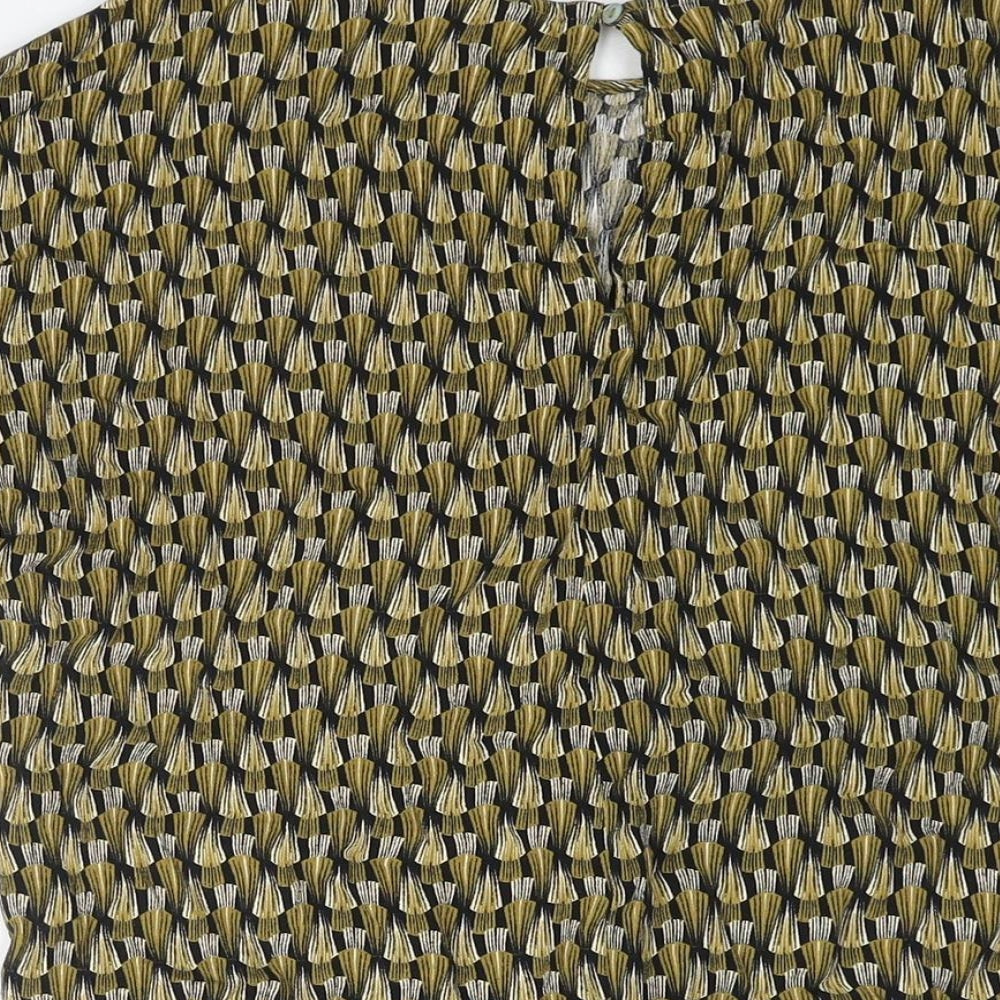 H&M Womens Multicoloured Geometric Viscose Basic Blouse Size 8 Round Neck