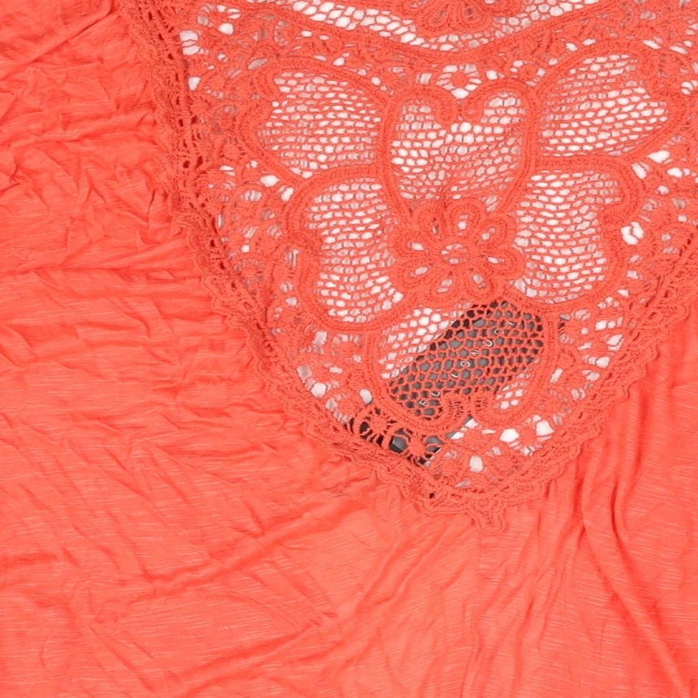QED London Womens Pink Viscose Kimono Blouse Size L V-Neck - Lace Panel