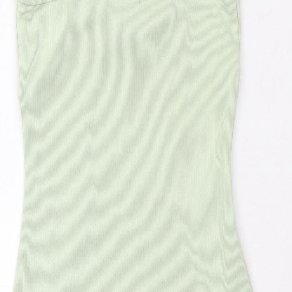 PRETTYLITTLETHING Womens Green Polyester Bodycon Size 8 Scoop Neck Pullover - Seam Detail
