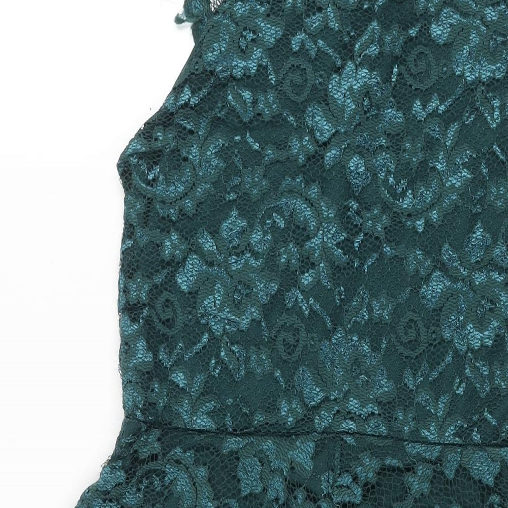 Select Womens Green Polyester Fit & Flare Size 14 Round Neck Pullover - Keyhole Neck