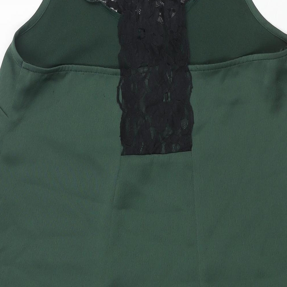 River Island Womens Green Polyester Shift Size 10 Scoop Neck Pullover - Lace Detail