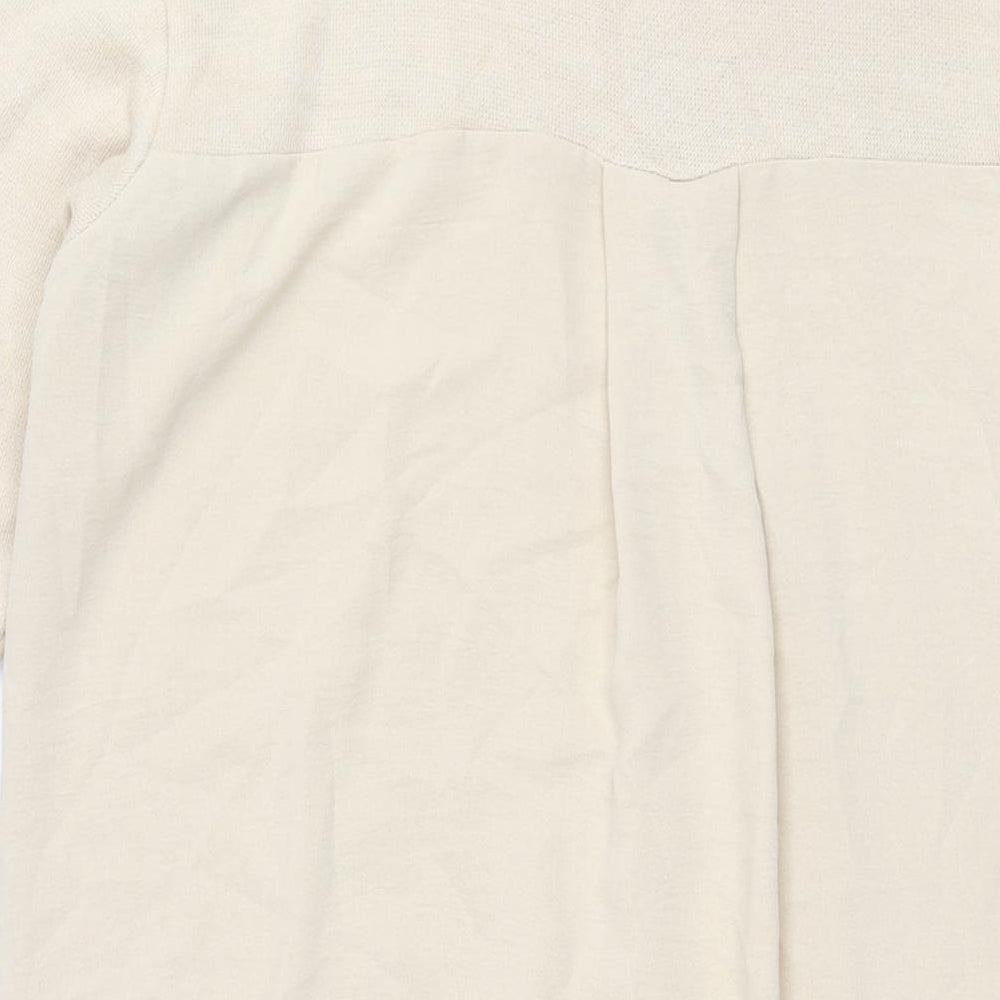 Zara Womens Beige Polyester Jumper Dress Size S Round Neck Pullover