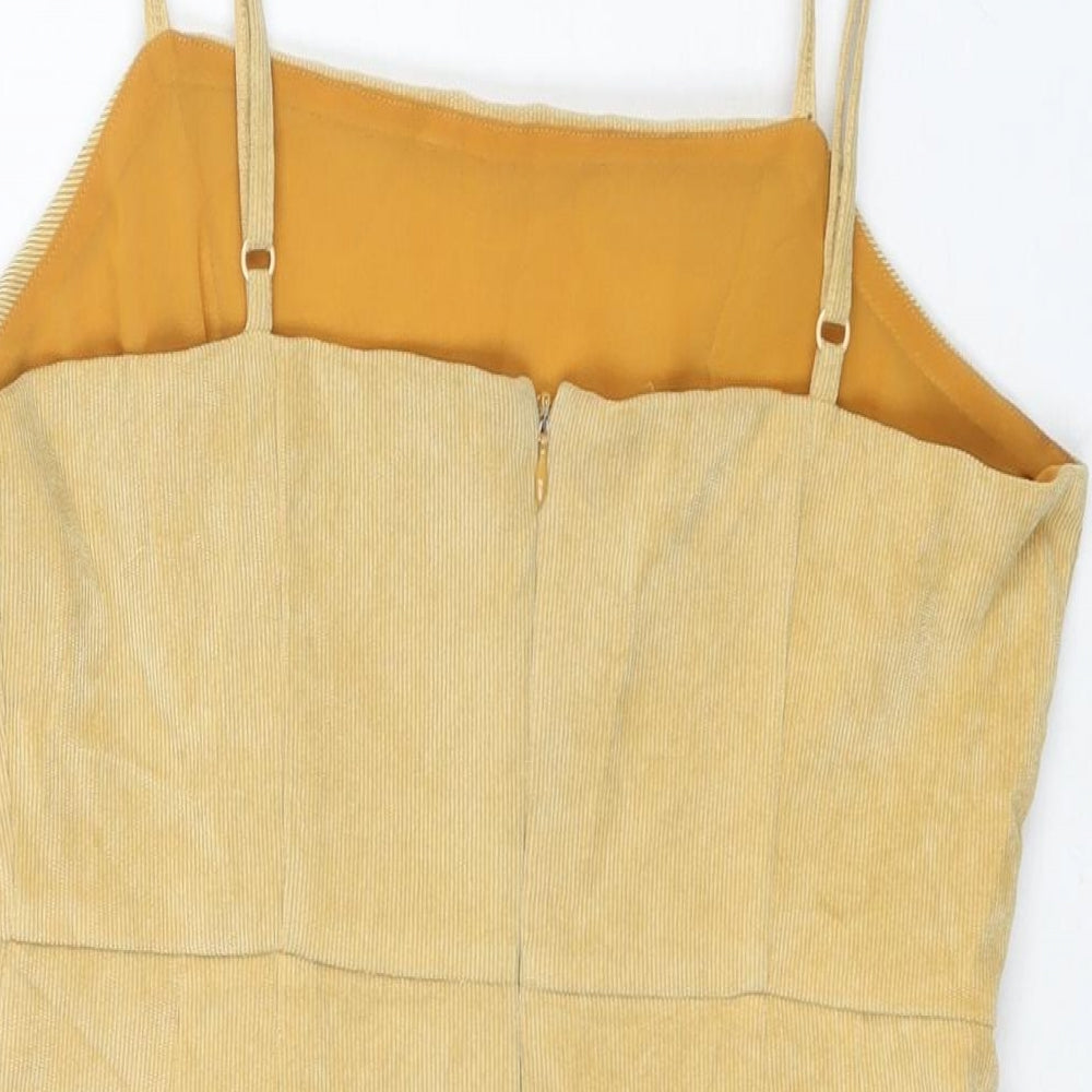 Cooperative Womens Yellow Cotton Mini Size M Square Neck Zip