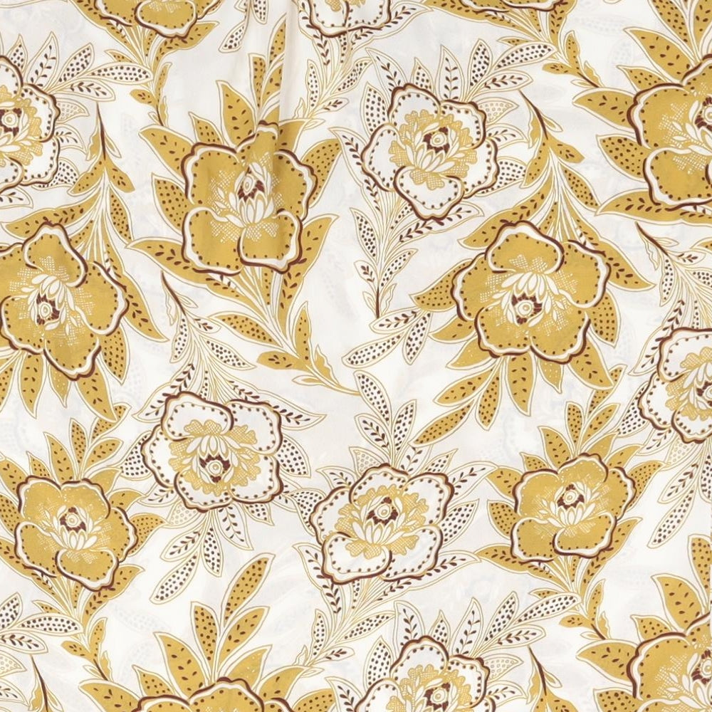 NEXT Womens Yellow Floral Polyester Basic Blouse Size 10 V-Neck