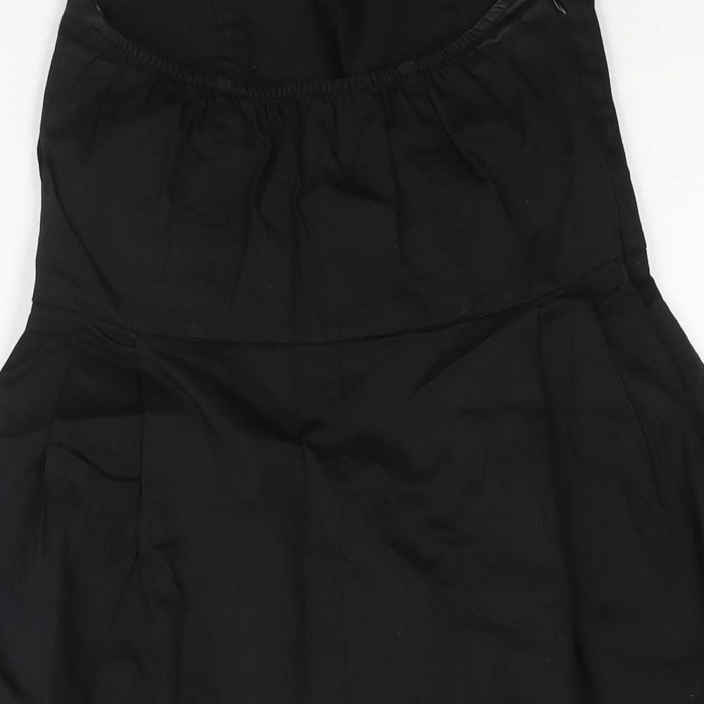 SOHO Womens Black Polyester A-Line Size 14 Square Neck Zip