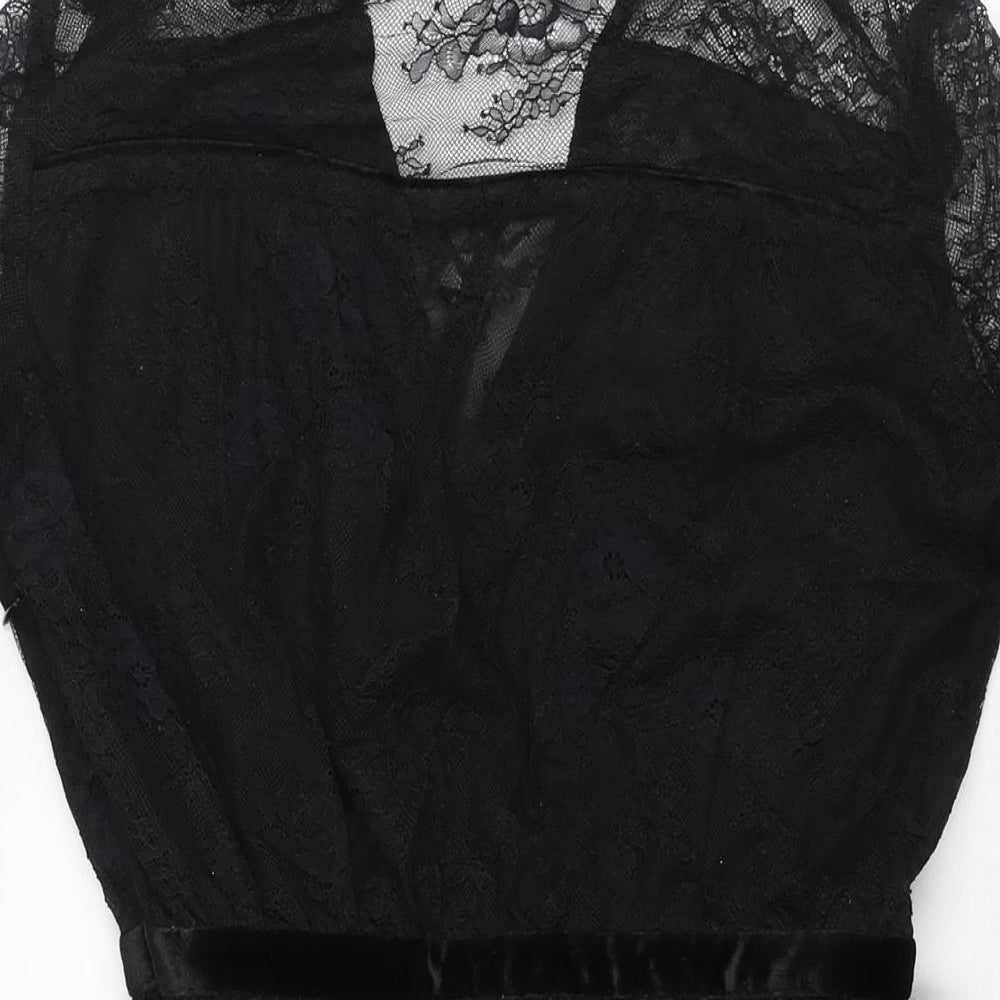 Zara Womens Black Viscose A-Line Size S V-Neck Button