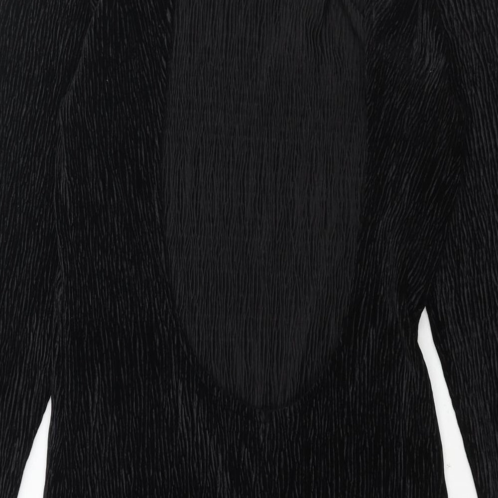H&M Womens Black Polyester Bodycon Size XS Mock Neck Hook & Eye - Open Back