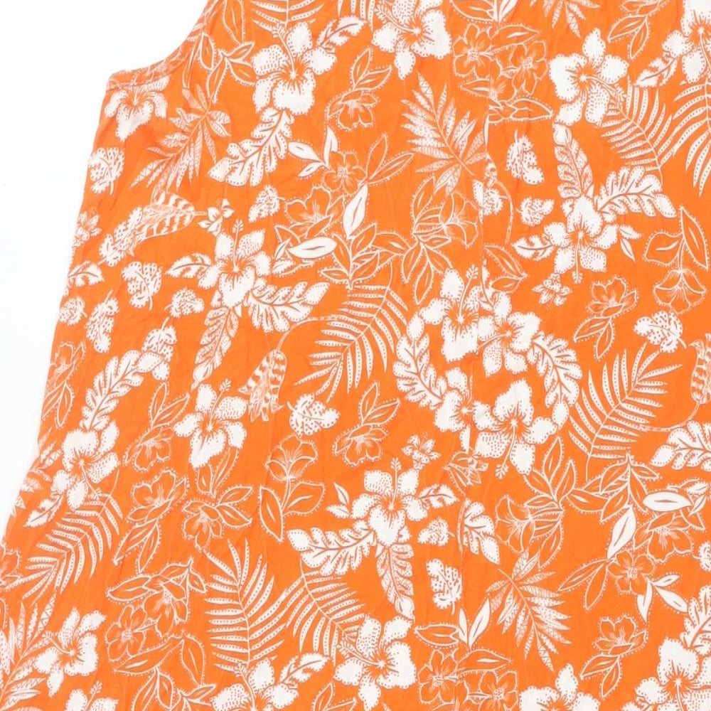 Yours Womens Orange Floral Viscose Shift Size 18 Scoop Neck Pullover
