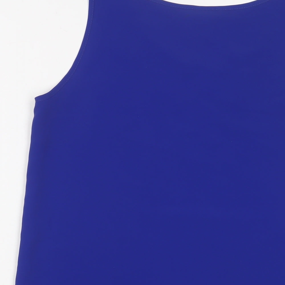Country Casuals Womens Blue Polyester Basic Tank Size S Scoop Neck