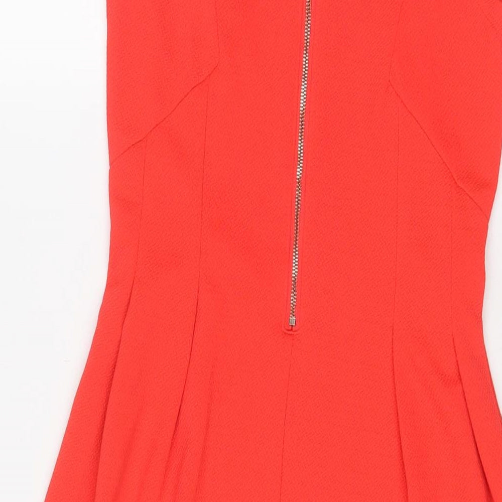 Pimkie Womens Red Polyester A-Line Size S Crew Neck Zip