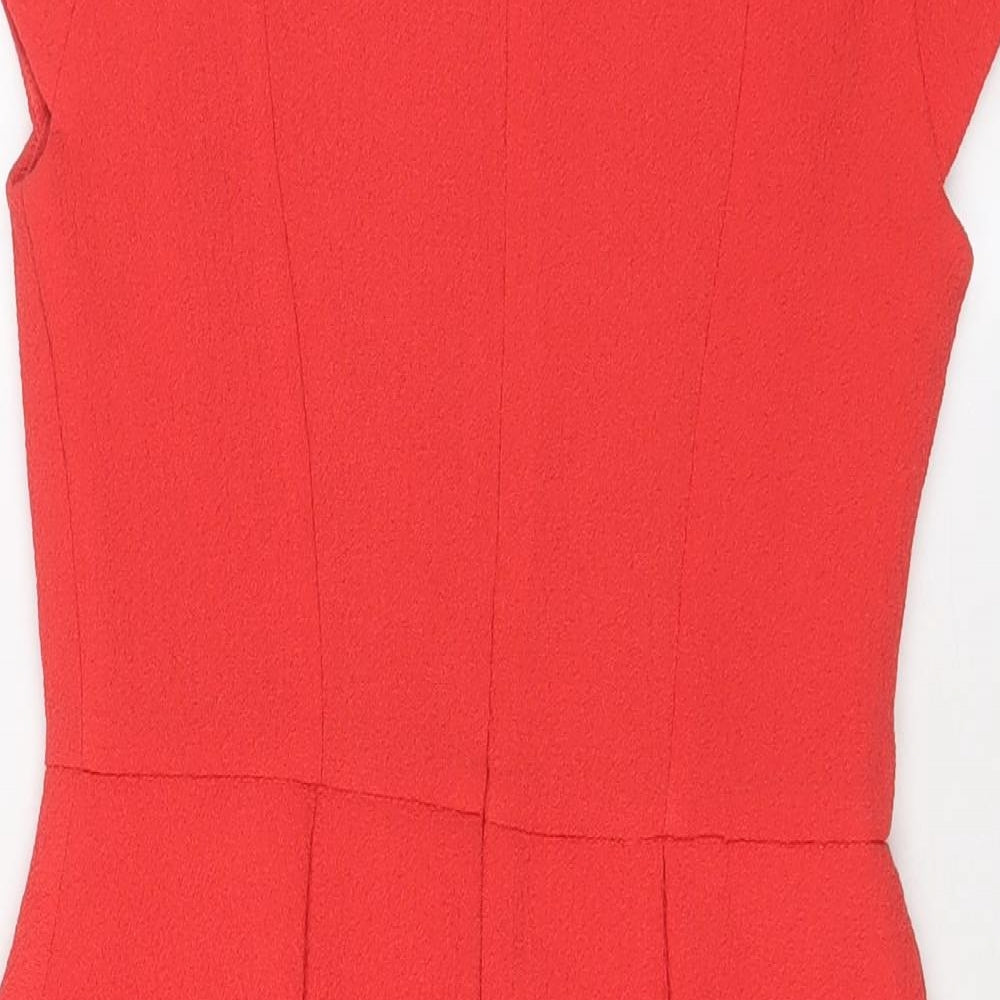 Miss Selfridge Womens Pink Polyester Sheath Size 10 Boat Neck Zip