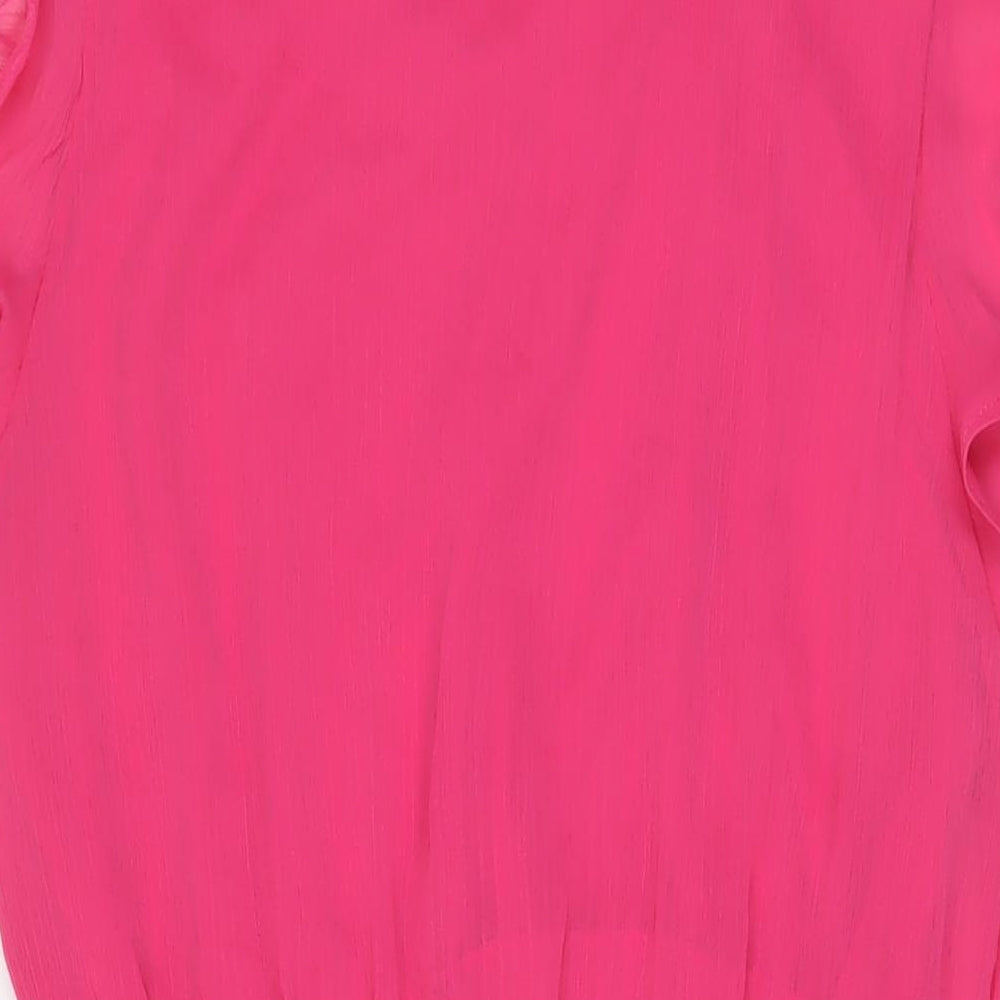 Mango Womens Pink Polyester A-Line Size L V-Neck Zip