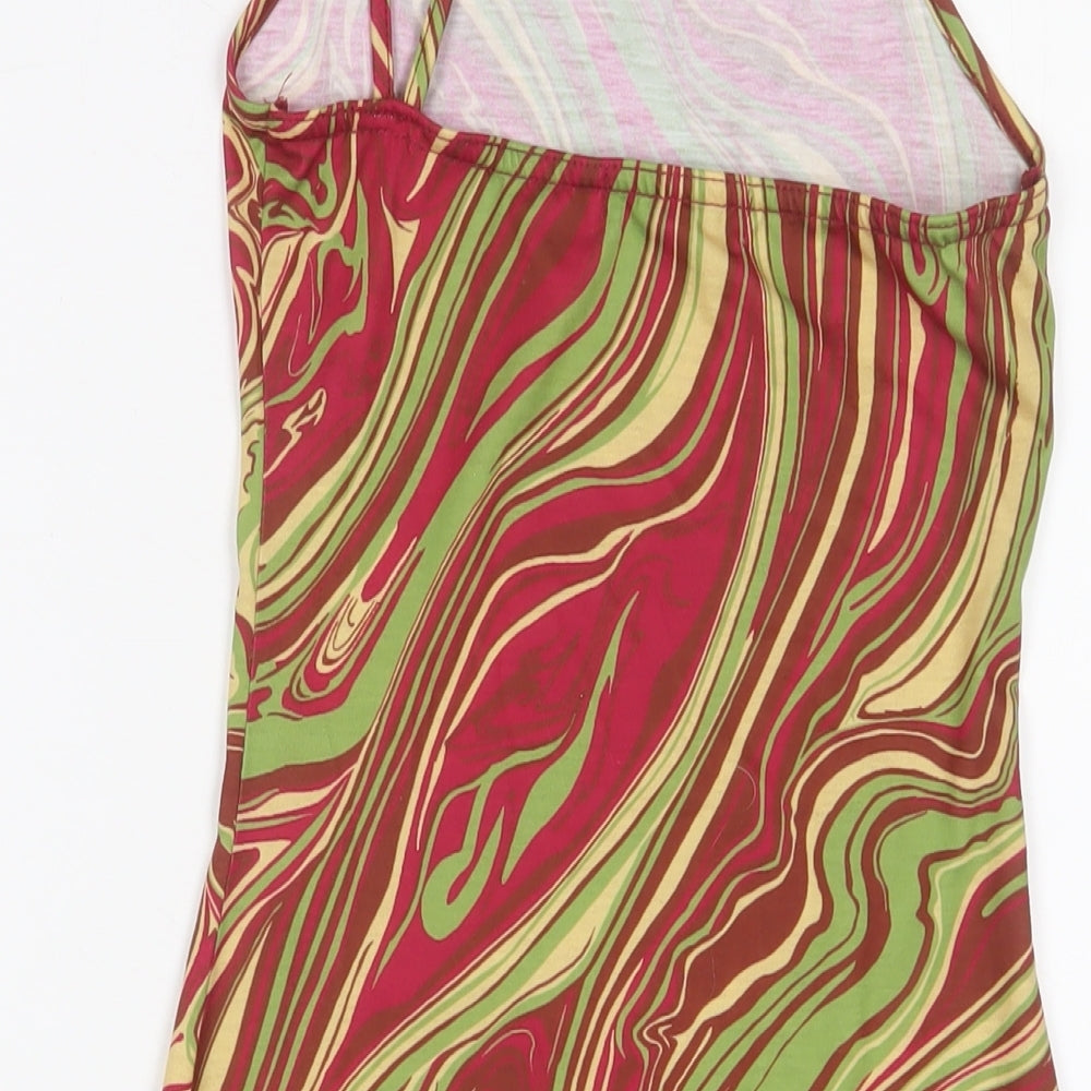 Missguided Womens Multicoloured Geometric Polyester Bodycon Size 8 Halter Pullover