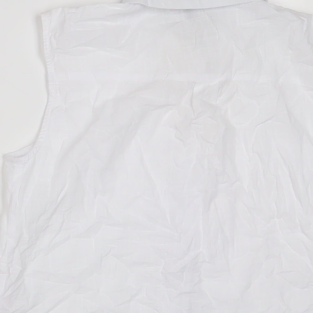 Lipsy Womens White Cotton Basic Button-Up Size 10 Collared - Embroidered
