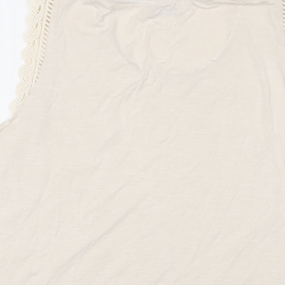 Per Una Womens Beige Polyester Basic Tank Size 14 Scoop Neck - Embroidered