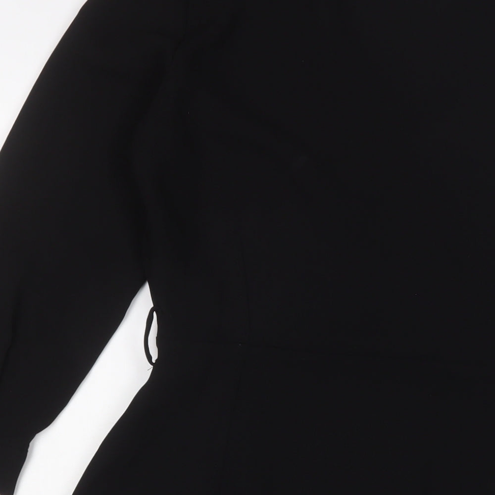 Mango Womens Black Polyester Sheath Size M V-Neck Zip